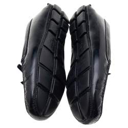 Pre Owned Prada Black Patent Leather Bow Slip On Loafers Size 39.5