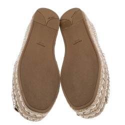 Pre Owned Prada White Leather Open Toe Platform Espadrilles Size 37