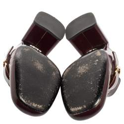 Pre Owned Prada Plum Patent Leather Buckle Block Heel Mules Size 40