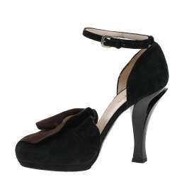Pre Owned Prada Black/Brown Suede Ankle Strap Sandals Size 38