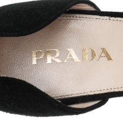 Pre Owned Prada Black/Brown Suede Ankle Strap Sandals Size 38