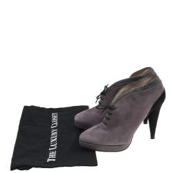 Pre Owned Prada Tricolor Suede Lace Up Ankle Booties Size 38.5