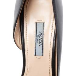 Pre Owned Prada Black Leather D'orsay Pointed-Toe Pumps Size 38.5