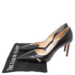 Pre Owned Prada Black Leather D'orsay Pointed-Toe Pumps Size 38.5