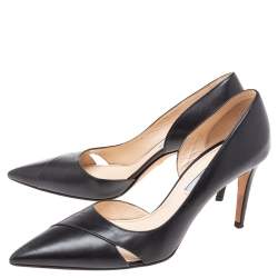 Pre Owned Prada Black Leather D'orsay Pointed-Toe Pumps Size 38.5