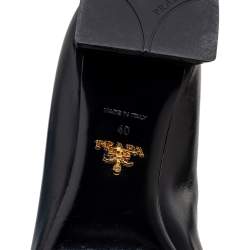 Prada Black Leather Round Toe Block Heel Pumps Size 40