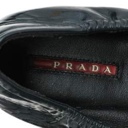 Pre Owned Prada Dark Blue Patent Leather Ballet Flats Size 39