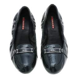 Pre Owned Prada Dark Blue Patent Leather Ballet Flats Size 39