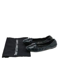 Pre Owned Prada Dark Blue Patent Leather Ballet Flats Size 39