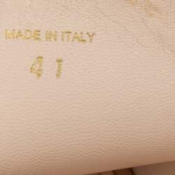 Pre Owned Prada Beige Saffiano Patent Leather Wedge Slide Sandals Size 41