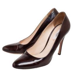 Prada  Brown Leather Round Toe  Pumps Size 39