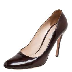 Prada  Brown Leather Round Toe  Pumps Size 39