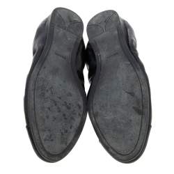 Pre Owned Prada Black Leather Scrunch Ballet Flats Size 36