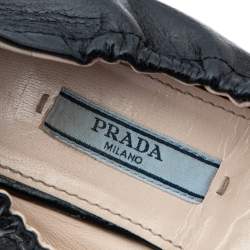 Pre Owned Prada Black Leather Scrunch Ballet Flats Size 36