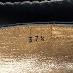 Pre Owned Prada Black Leather Peep Toe Platform Espadrille Flats Size 37.5