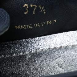 Pre Owned Prada Navy Blue Canvas Crystal Embellished Slip On Sneakers Size 37.5