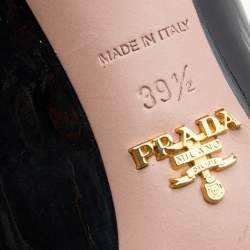 Pre Owned Prada Black/Brown Patent And Leather Bow Peep Toe Pumps Size 39.5