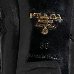 Pre Owned Prada Black Leather Platform Ankle Boots Size 36