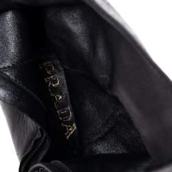 Pre Owned Prada Black Leather Platform Ankle Boots Size 36