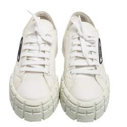 Pre Owned Prada White Nylon Gabardine Low Top Sneakers Size 39.5