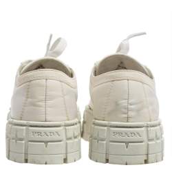 Pre Owned Prada White Nylon Gabardine Low Top Sneakers Size 39.5