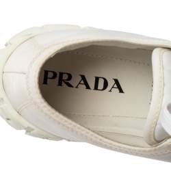 Pre Owned Prada White Nylon Gabardine Low Top Sneakers Size 39.5
