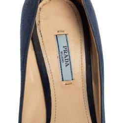 Prada Navy Blue Suede Peep-Toe Platform Pumps Size 38.5