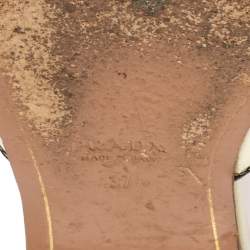 Pre Owned Prada Cream Vernice Saffiano Leather Flat Slides Size 37