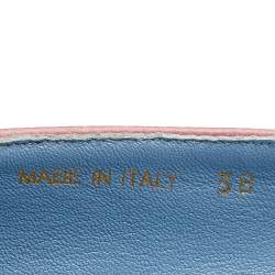 Pre Owned Prada Pink Leather Peep Toe Platform Espadrille Flats Size 38