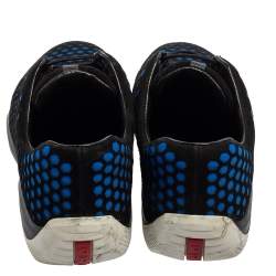 Pre Owned Prada Black/Blue Suede Lace Up Sneakers Size 39.5