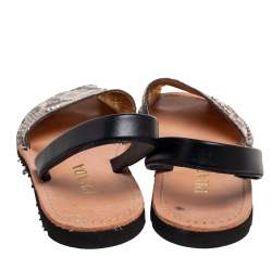 Pre Owned Prada Beige/Brown Python Leather Slingback Flat Sandals Size 40