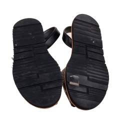 Pre Owned Prada Beige/Brown Python Leather Slingback Flat Sandals Size 40