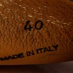 Pre Owned Prada Beige/Brown Python Leather Slingback Flat Sandals Size 40