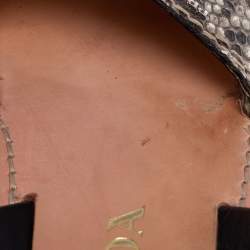 Pre Owned Prada Beige/Brown Python Leather Slingback Flat Sandals Size 40