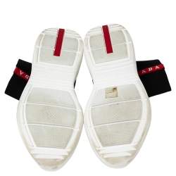 Pre Owned Prada Black Knit Fabric High Top Slip On Sneakers Size 40.5 