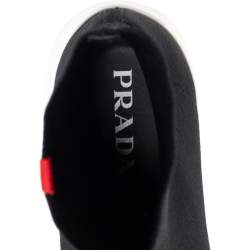 Pre Owned Prada Black Knit Fabric High Top Slip On Sneakers Size 40.5 