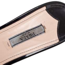 Prada Black Patent Leather Bow Slide Sandals Size 40