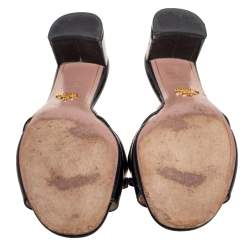 Prada Black Patent Leather Bow Slide Sandals Size 40