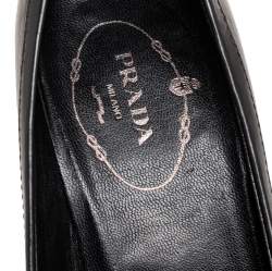 Pre Owned Prada Black  Leather Loafer Pumps Size 36.5