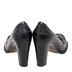 Pre Owned Prada Black  Leather Loafer Pumps Size 36.5