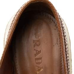 Pre Owned Prada Brown Brogue Leather Espadrille Derby Sneakers Size 37