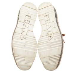 Pre Owned Prada Brown Brogue Leather Espadrille Derby Sneakers Size 37