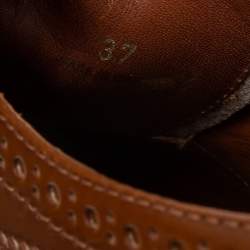 Pre Owned Prada Brown Brogue Leather Espadrille Derby Sneakers Size 37