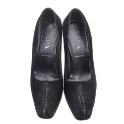 Pre Owned Prada Black Suede Square Toe Pumps Size 37
