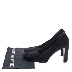 Pre Owned Prada Black Suede Square Toe Pumps Size 37