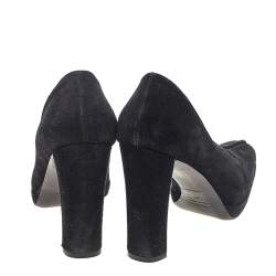 Pre Owned Prada Black Suede Square Toe Pumps Size 37