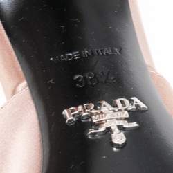Pre Owned Prada Dusty Pink Satin Crystal Embellished Slide Sandals Size 38.5