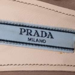 Pre Owned Prada Dusty Pink Satin Crystal Embellished Slide Sandals Size 38.5