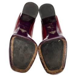 Pre Owned Prada Red Patent Leather Block Heel Loafer Pumps Size 37