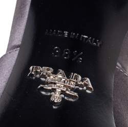 Pre Owned Prada Grey Satin Crystal Embellished Slide Sandals Size 38.5